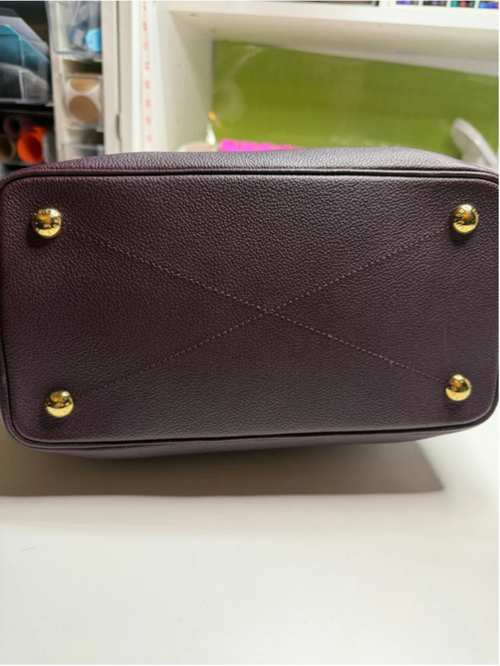Women's Louis Vuitton Purple Monogram Empreinte Leather Citadine MM Tote Bag